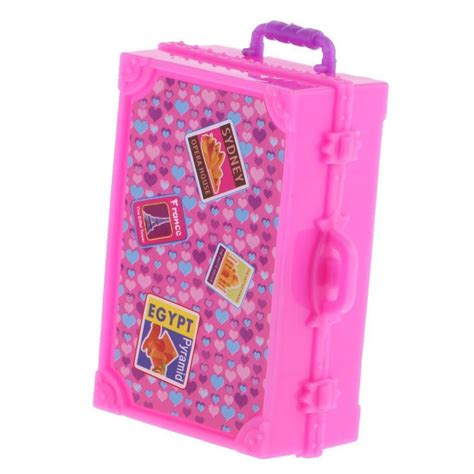 261 Aud Cute Pink Plastic Travel Suitcase Luggage Box For Barbie