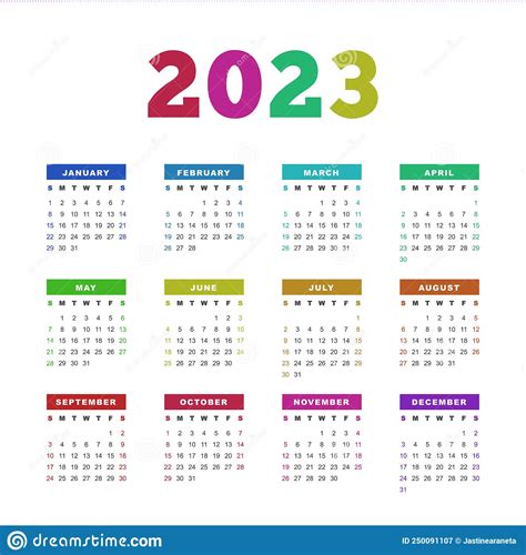 Colorful 2023 Calendar Vector Design Stock Vector Illustration Of
