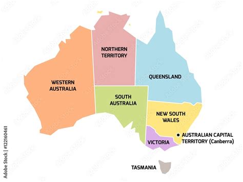 Australia Map With States And Territories Stock Vector Adobe Stock