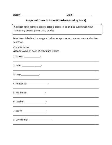 Identify the common and the proper nouns in the following collection of. Labeling Proper and Common Nouns Worksheet | Nouns worksheet, Common nouns, Common nouns worksheet