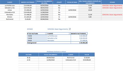Plantilla Excel Control De Cobro De Facturas Descarga Gratis