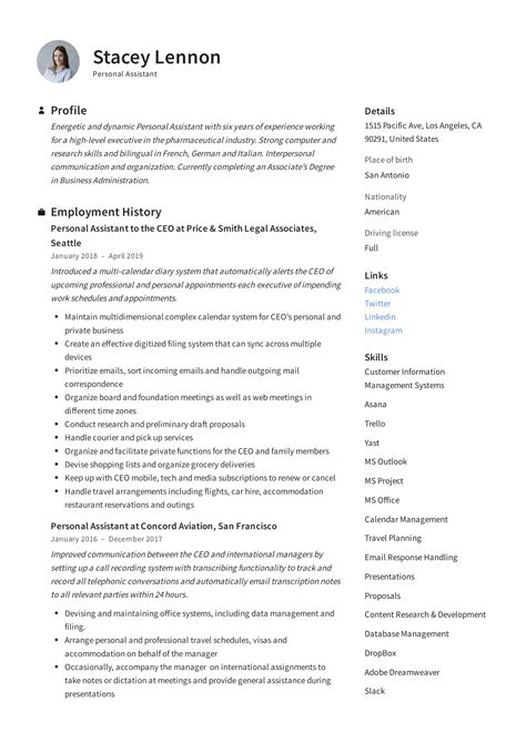 Personal Assistant Resume And Writing Guide 12 Templates Pdf 19