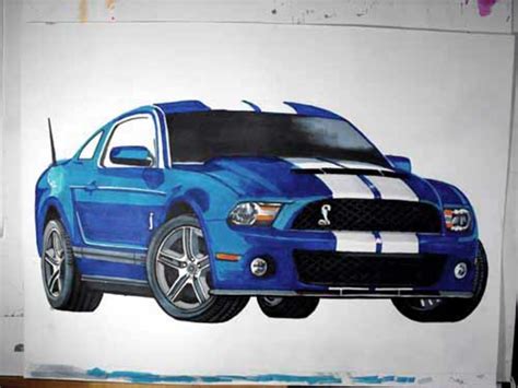 How To Draw A Car Step By Step Mustang Shelby Gt500 With Marker Pens