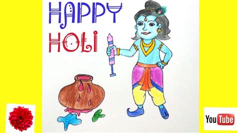 Red for love, green for prosperity, orange for success and pink for happiness. How to draw Happy holi poster for kids || happy holi ...