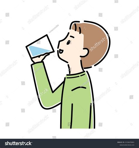 Man Drinking Water Glass Stock Vector Royalty Free 2130670061