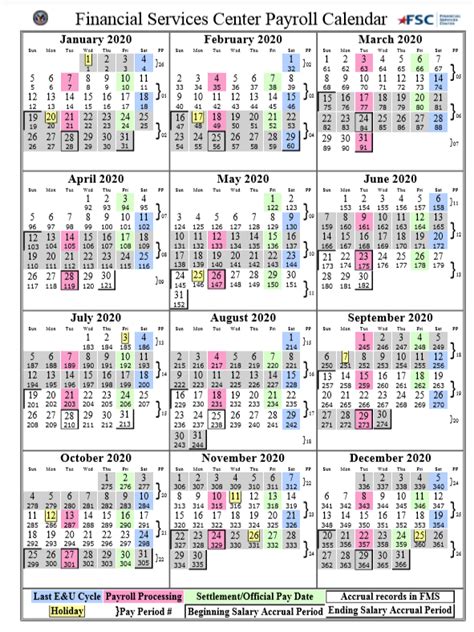 Financial Services Center Payroll Calendar 2024 Printable 2024