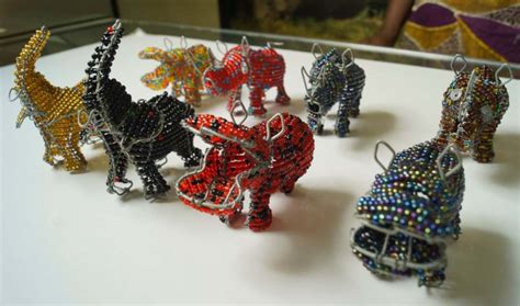 Lot 5 Metal Animals African Art And Crafts Hand Woven Of Metal Wire