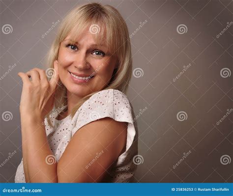 Portrait Of A Cute Mature Woman Smiling Stock Image Image Of Fresh