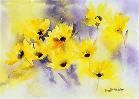 I Love This Painting Bright Happy Yellow Helleniums Watercolour