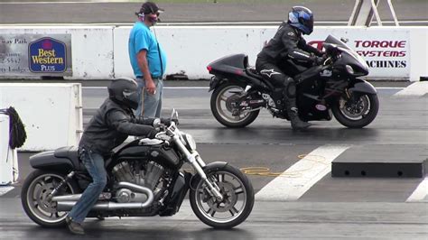 Hayabusa Vs Harley V Rod Drag Race Youtube