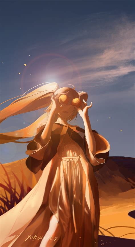 Download Wallpaper 1440x2630 Desert Outdoor Hatsune Miku Anime Girl
