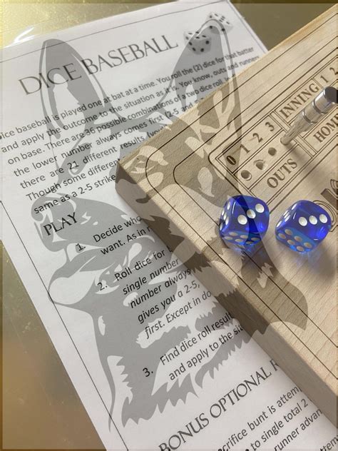Dice Baseball Game And Rules Sheet Digital File Only Etsy