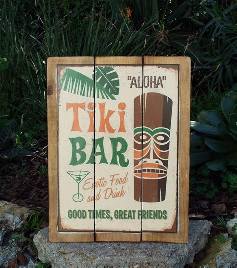 Tiki Bar Retro Wood Tiki Bar Sign Plaque Tiki Bar Signs Tiki Bar Tiki