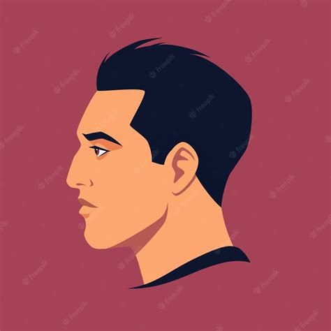 Premium Vector Head Of Man In Profile Portrait Of Brunet Man Face