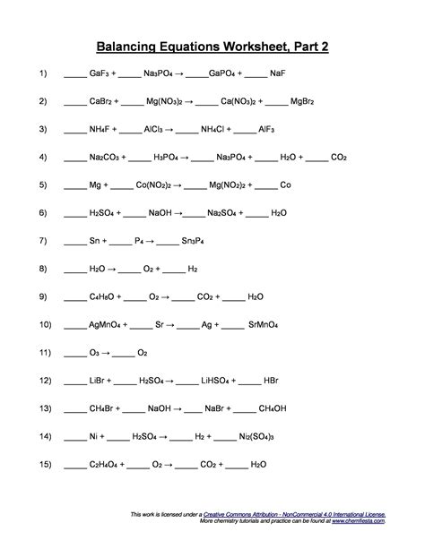 Types of chemical reactions 20 point total decomposition abc a + b + c one reactant multiple products. Balancing Equations Answer Key Chemistry About Com ...