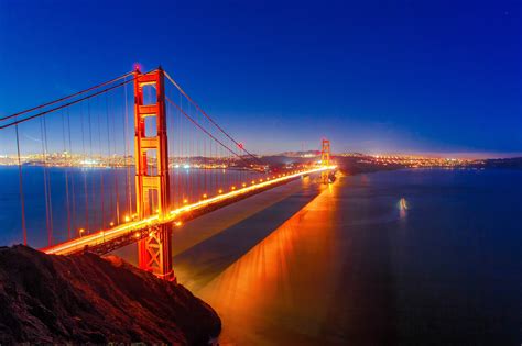 Nachtaufnahme Der Golden Gate Bridge In San Francisco E73