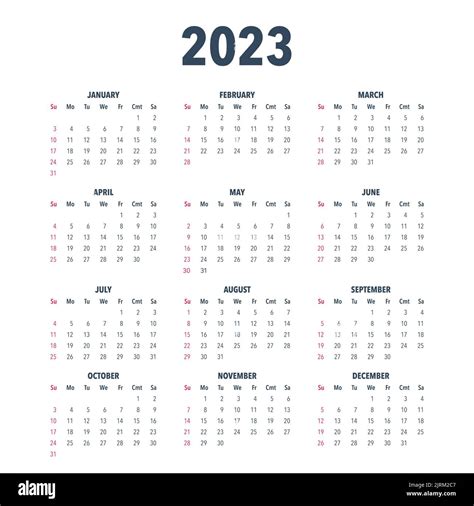Wall Calendar 2023 Stock Vector Images Alamy