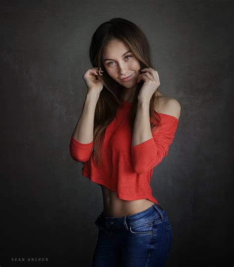 Model 500px Women Simple Background Olga Katysheva Holding Hair Red