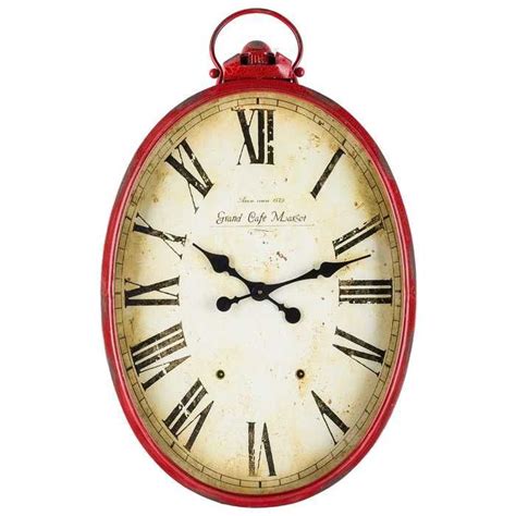Red Metal Oval Wall Clock With Handle Hobby Lobby 761346 Red Wall
