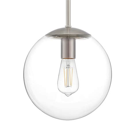 Buy Motini Large Glass Globe Pendant Light Fixture 10 Inch Brushed Nickel With Clear Glass
