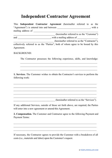 Independent Contractor Agreement Template Fill Out Sign Online And