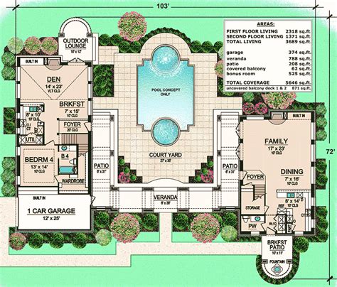 Plan 36313tx Unique Courtyard Living In 2020 Unique House Plans