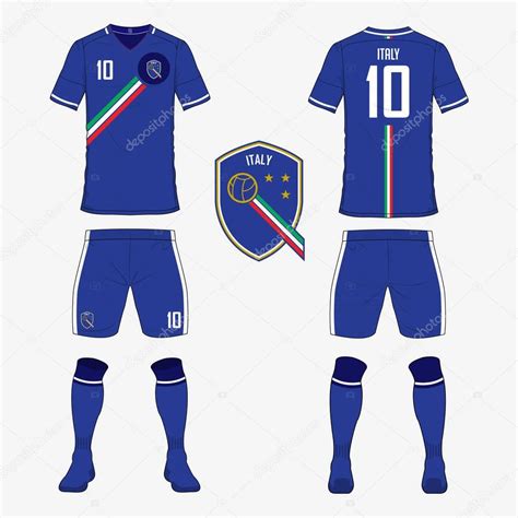Italian jerseys, italian soccer team kits, italy football jerseys with uksoccershop. Set of soccer jersey or football kit template for Italy national football team. Front and back ...