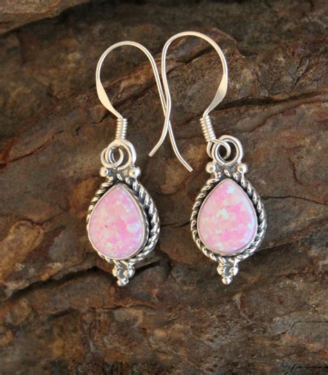 Pink Opal Teardrop Earrings