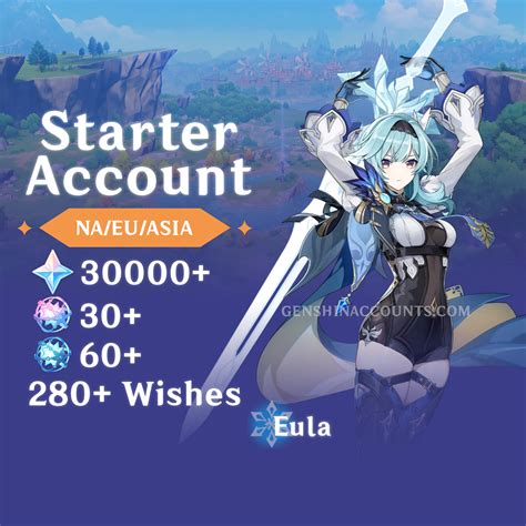 Eula With 280 Wishes Ar40 Genshin Impact Farmed Starter Account