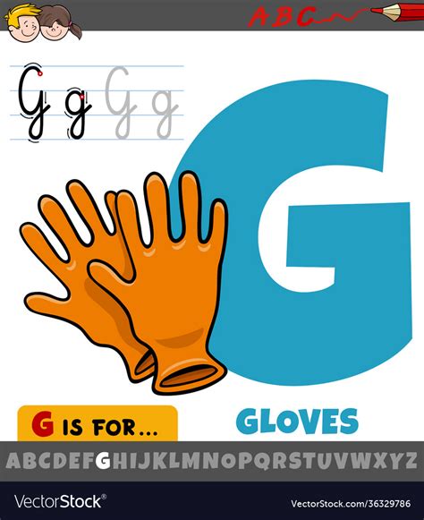 Letter G From Alphabet With Cartoon Gloves Vector Image