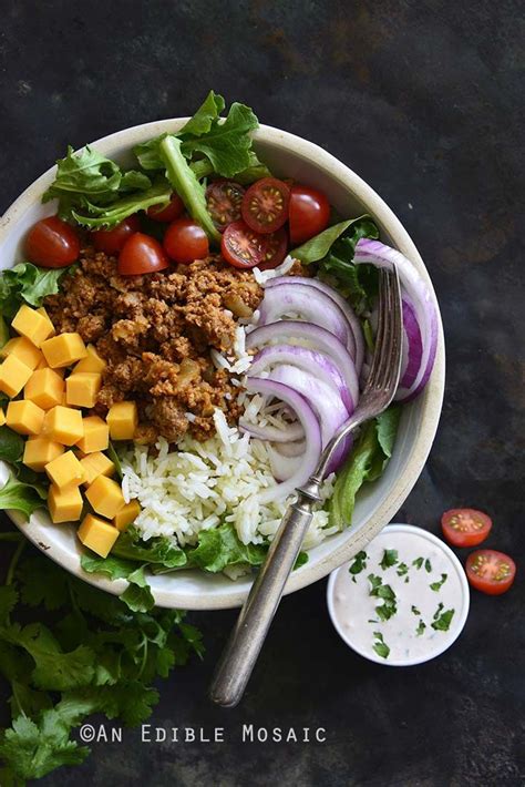 Turkey Taco Rice Salad Bowls With Creamy Tex Mex Dressing Recipe