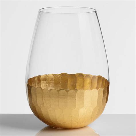 Gold Stemless Wine Glasses Set Of 4 World Market