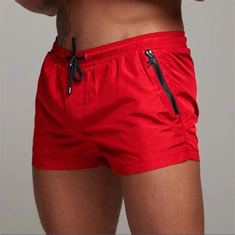 Red Running Sport Shorts Men Quick Dry Summer Fitness Short Pants