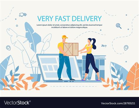 Extremely Fast Delivery Online Service Advert Vector Image
