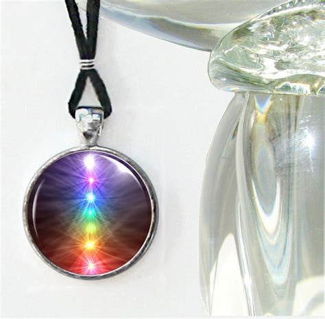 Chakra Necklace Reiki Jewelry Rainbow Wearable Art Pendant Etsy