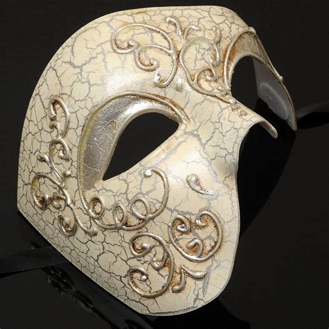 Mens Phantom Of The Opera Masquerade Mask Silver