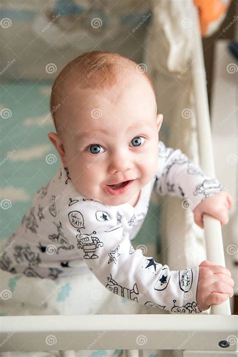 Happy Cute Six Month Old Baby Boy Stock Image Image Of Happy Cute