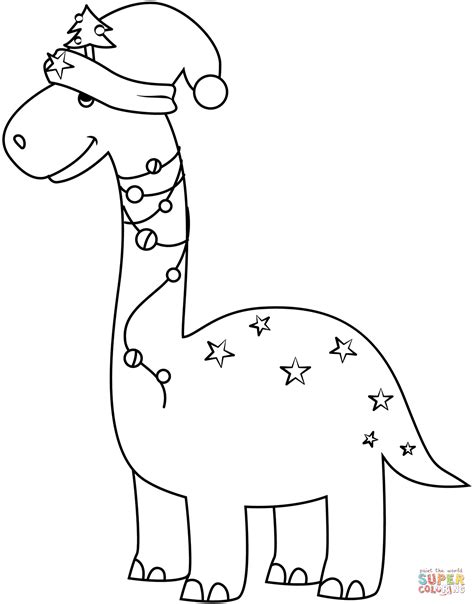 Christmas Dinosaur coloring page | Free Printable Coloring Pages