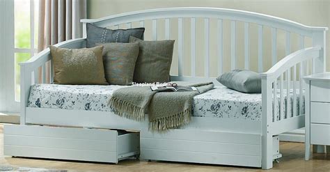 White Wood Day Bed With Drawers Sleepland Beds