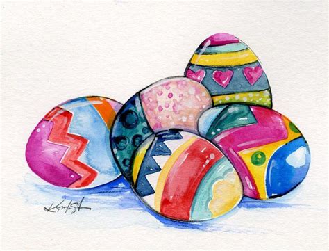 Easter Eggs 2 Watercolor By Kathy Morton Stanion 2017 Watercolour By Kathy Morton Stanion