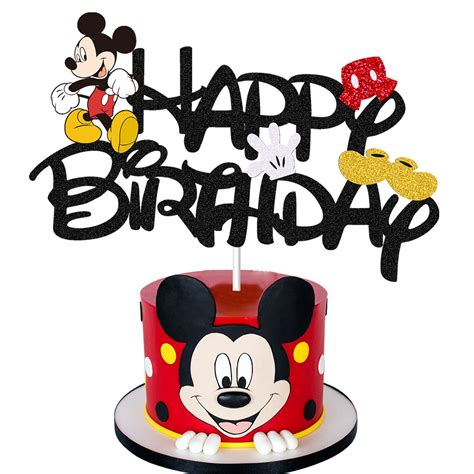 Buy Mouse Cake Topper Black Glitter Mouse Inspired Happy Birthday Cake