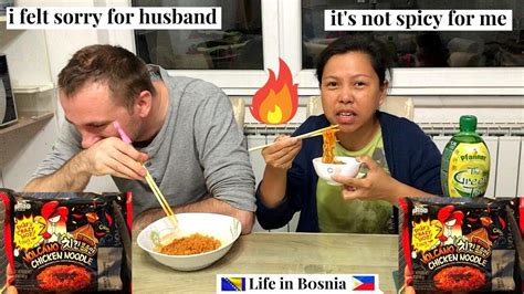 MUKBANG VOLCANO SPICY NOODLES WITH HUSBAND FIRE NOODLE CHALLENGE