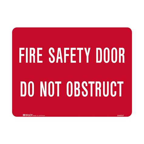 Fire Safety Sign Fire Safety Door Do Not Obstruct 300x225mm Mtl
