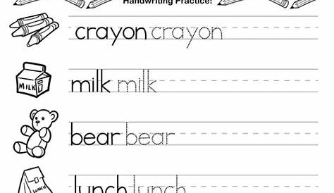 practice sheets for kindergarten handwriting