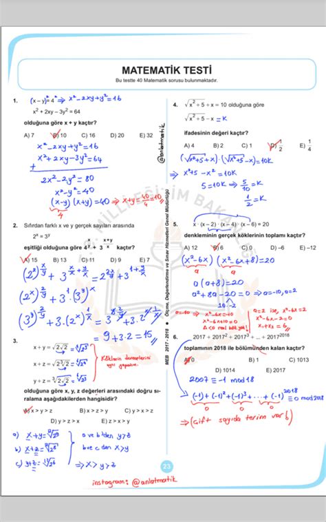 Meb Ayt Deneme Matematik Sorular Z Mleri Pdf