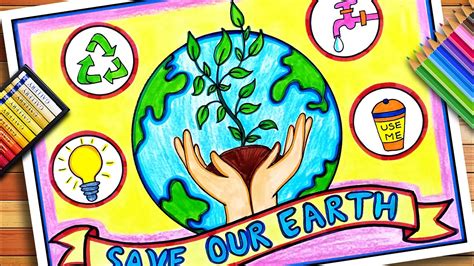 Earth Day Drawing Earth Day Poster Save Earth Save Environment
