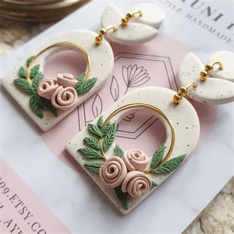 Polymer Clay Earring Polymer Clay Flower Jewelry Handmade Clay
