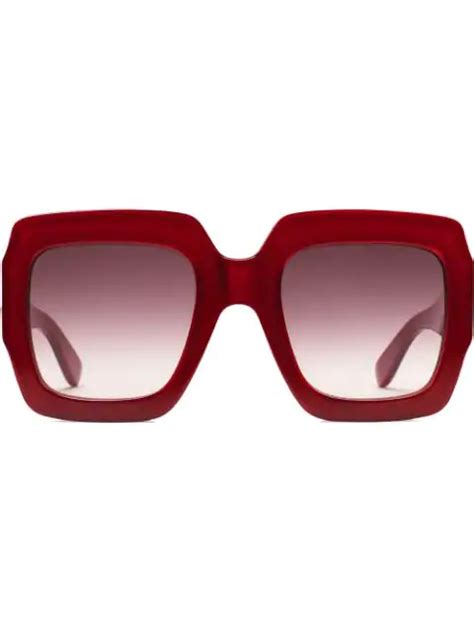 gucci square frame sunglasses in red modesens gucci eyewear sunglass frames sunglasses