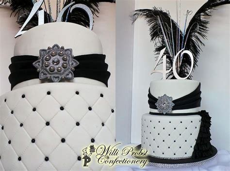 Black White And Silver Themed Elegant 40th Two Tier Birthday Cake 25th