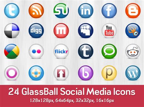 24 Glossy Social Media Icons Psd And Png
